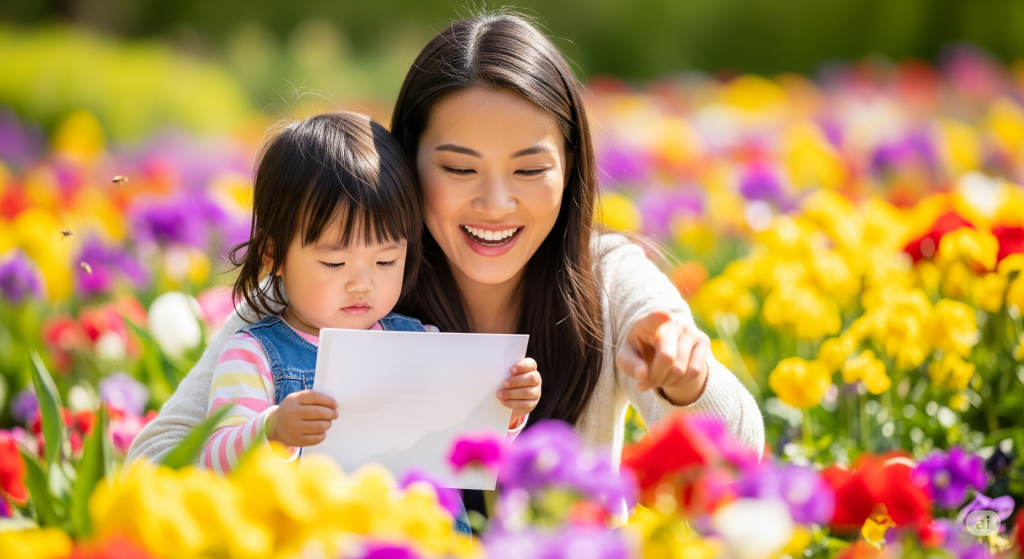 a parent-child Mandarin scavenger hunt in the park