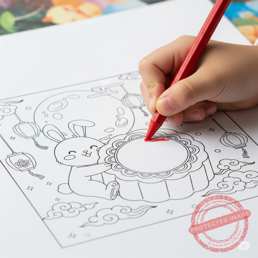 Mid-Autumn Mandarin activity colouring and journaling memories