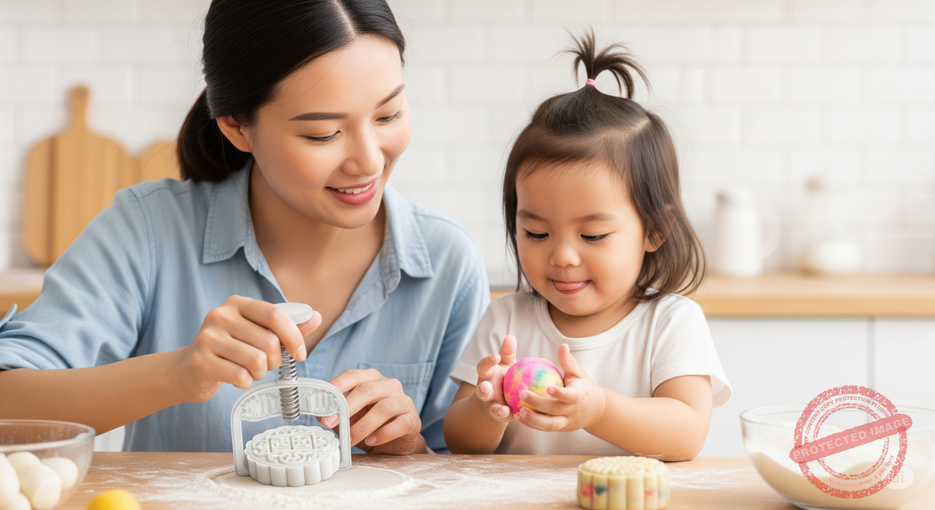 Mid-autumn festival mandarin activities to make mooncakes together with kids